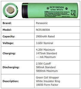 100 Genuine PANASONIC NCR18650A LITHIUM ION CELLS fully tested at 1500 to 1899mAh  for Powerwall, Ebike, Portable Power Station