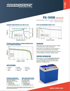 USED Power Sonic PSL-12450E Lithium Iron Phosphate Battery Medical Grade Packs